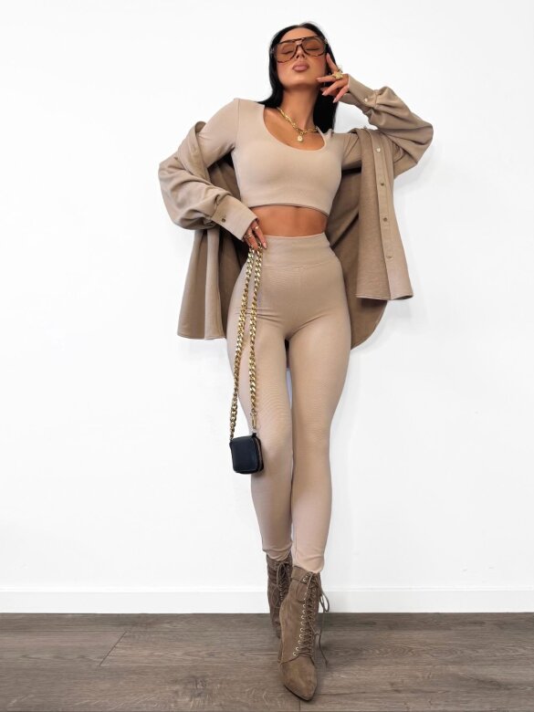 Top Nessy prążkowany beżowy