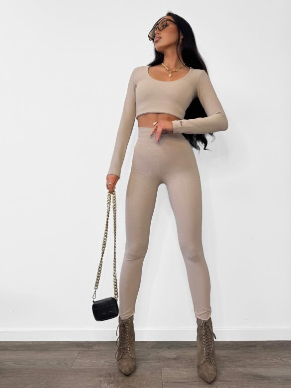 Top Nessy prążkowany beżowy