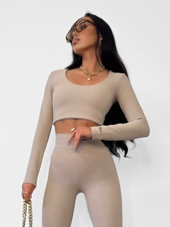 Top Nessy prążkowany beżowy