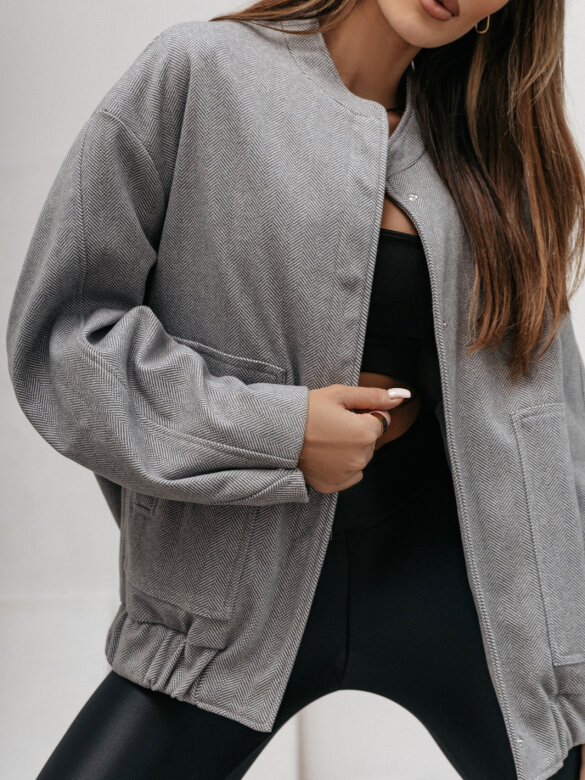 Bomberka Herringbone szara