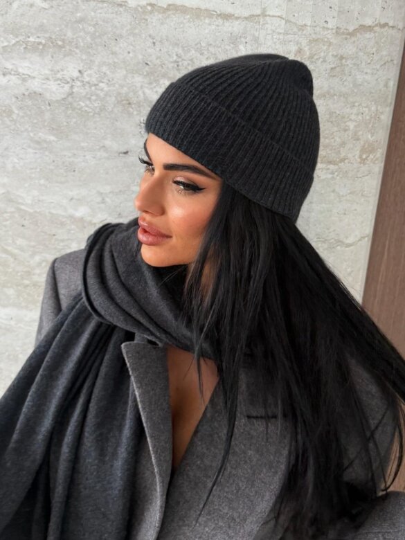 Hat Cashmere with wool and cashmere graphite