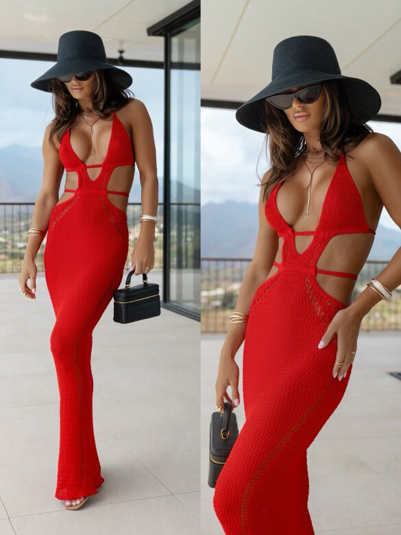 Sukienka plażowa Fil czerwona