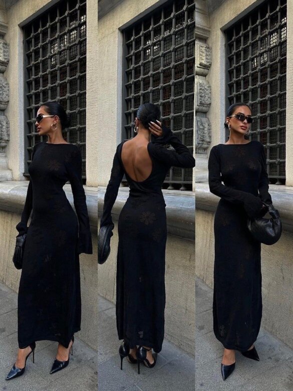 Sukienka Loretto maxi dzianinowa czarna