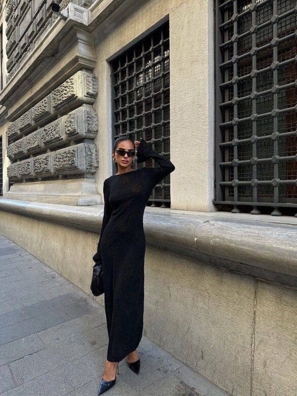 Sukienka Loretto maxi dzianinowa czarna