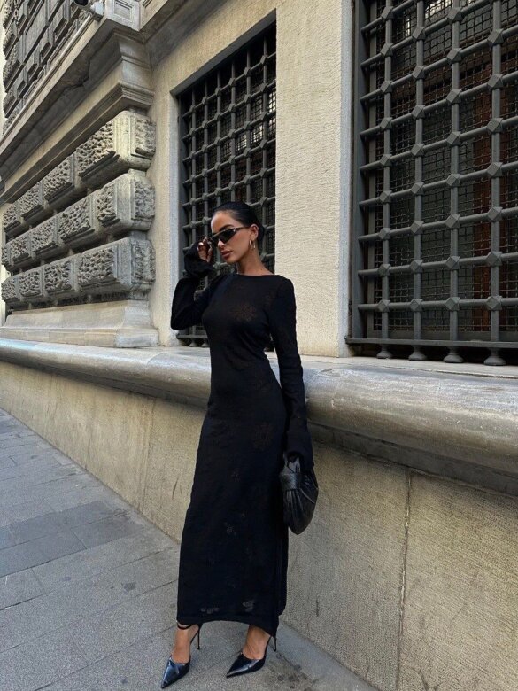 Sukienka Loretto maxi dzianinowa czarna