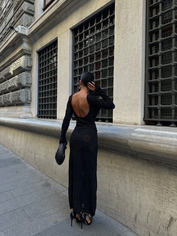 Sukienka Loretto maxi dzianinowa czarna