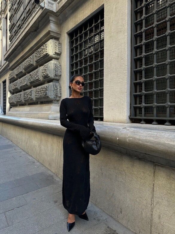 Sukienka Loretto maxi dzianinowa czarna