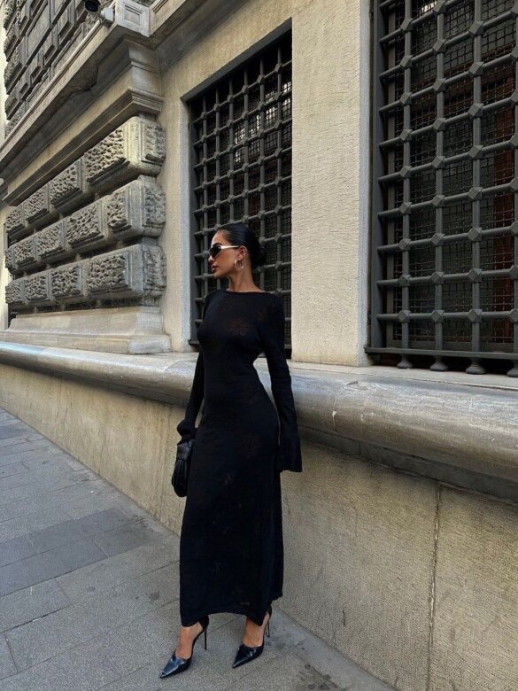 Sukienka Loretto maxi dzianinowa czarna