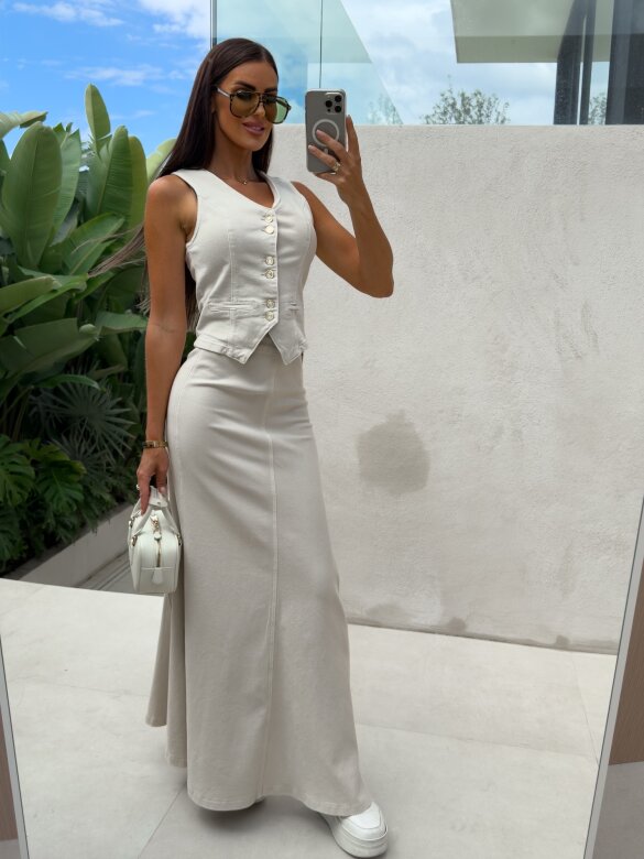 Spódnica Tilda midi jeans jasnobeżowa