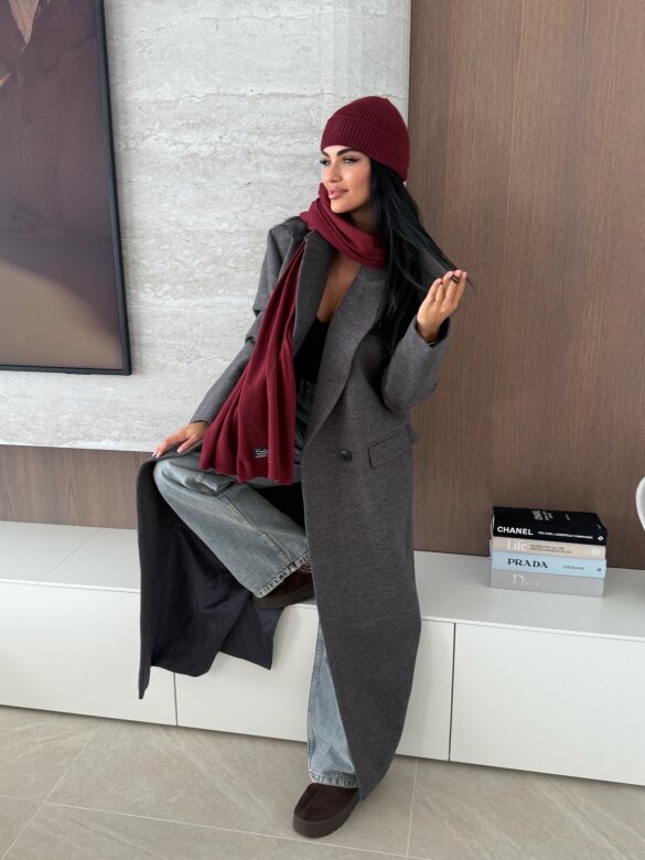 Hat Cashmere with wool and casmire claret