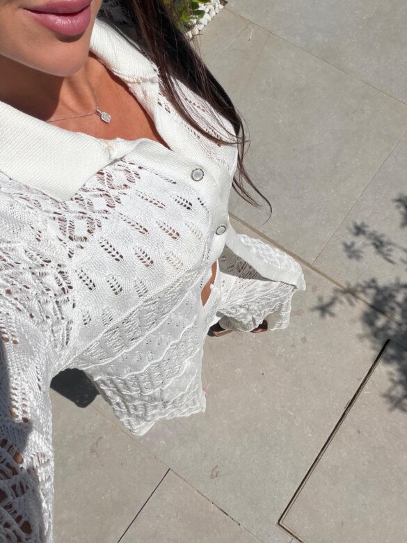 Komplet 2w1 Valeris ażurowy z wiskozy biały