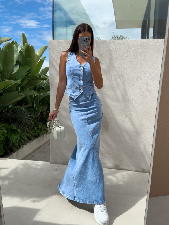 Spódnica Tilda midi jeans niebieska 