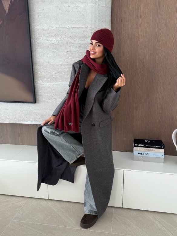 Szal Cashmere z wełną i kaszmirem bordowy