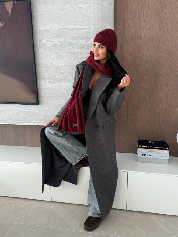 Szal Cashmere z wełną i kaszmirem bordowy