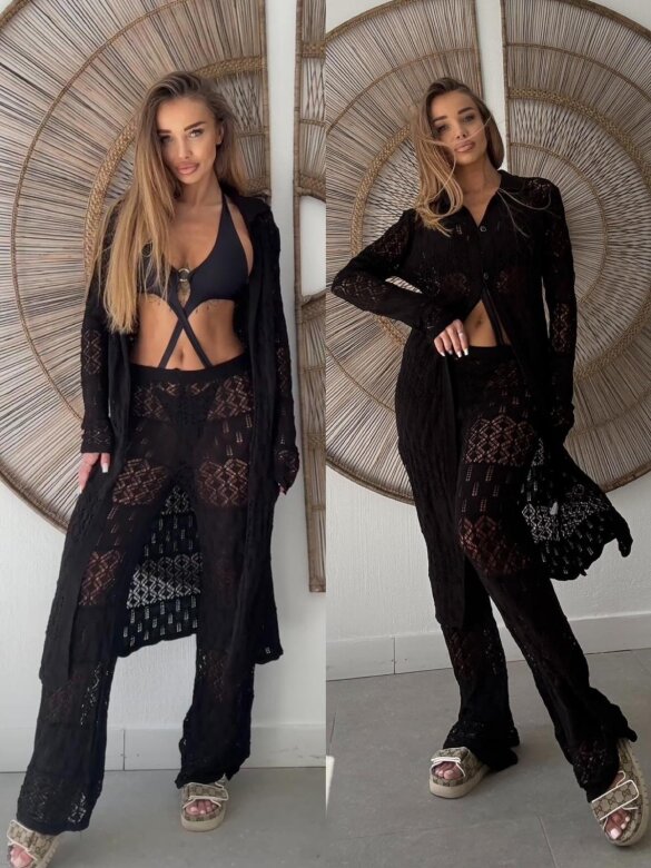 Komplet 2w1 Valeris ażurowy z wiskozy czarny 