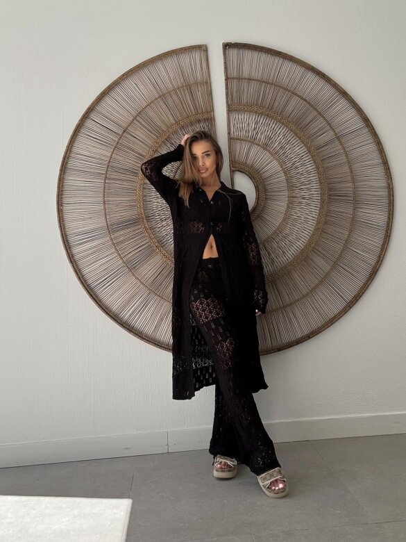 Komplet 2w1 Valeris ażurowy z wiskozy czarny 