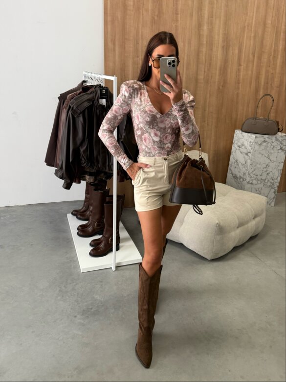 Body Mallory w kwiaty zielono-pudrowe