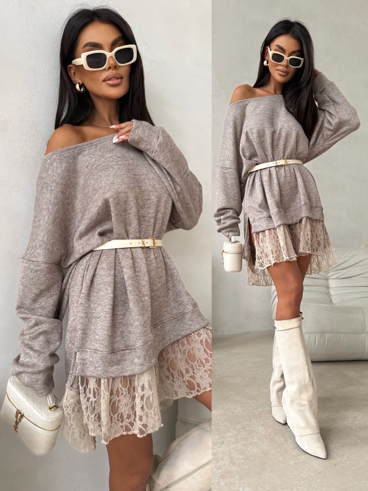 Sukienka Lorinda melanż beż