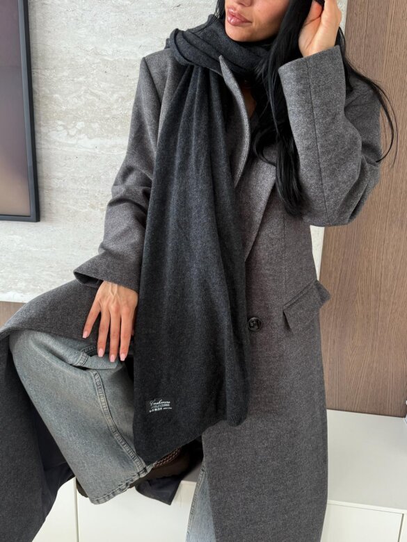 Szal Cashmere z wełną i kaszmirem grafitowy 