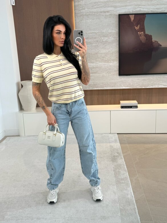 Sweter Finestra w paski butter yellow