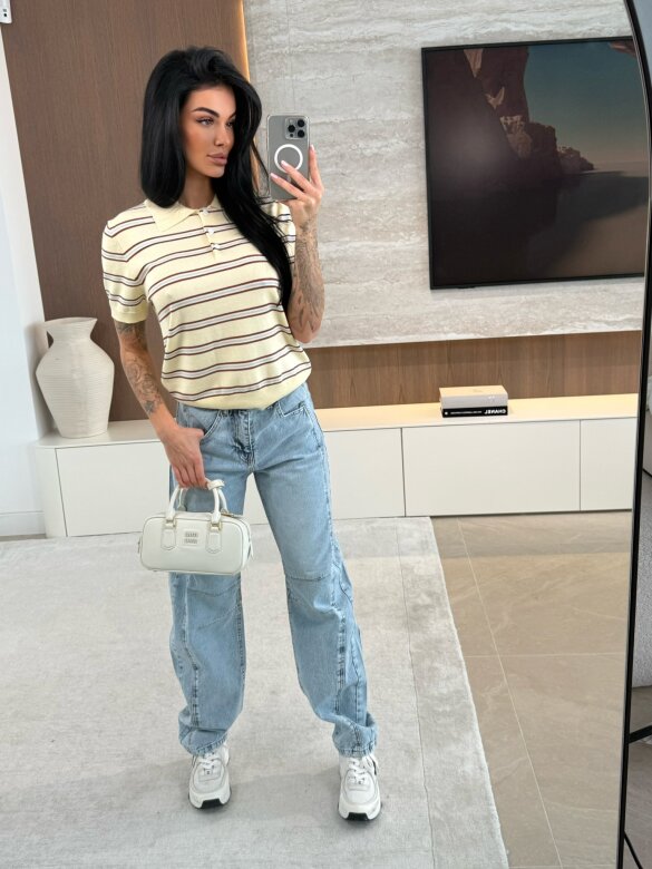 Sweter Finestra w paski butter yellow