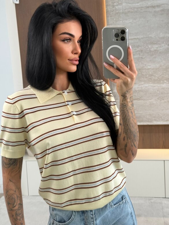 Sweter Finestra w paski butter yellow