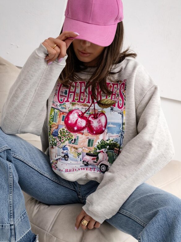 Bluza Cherries melanż szara