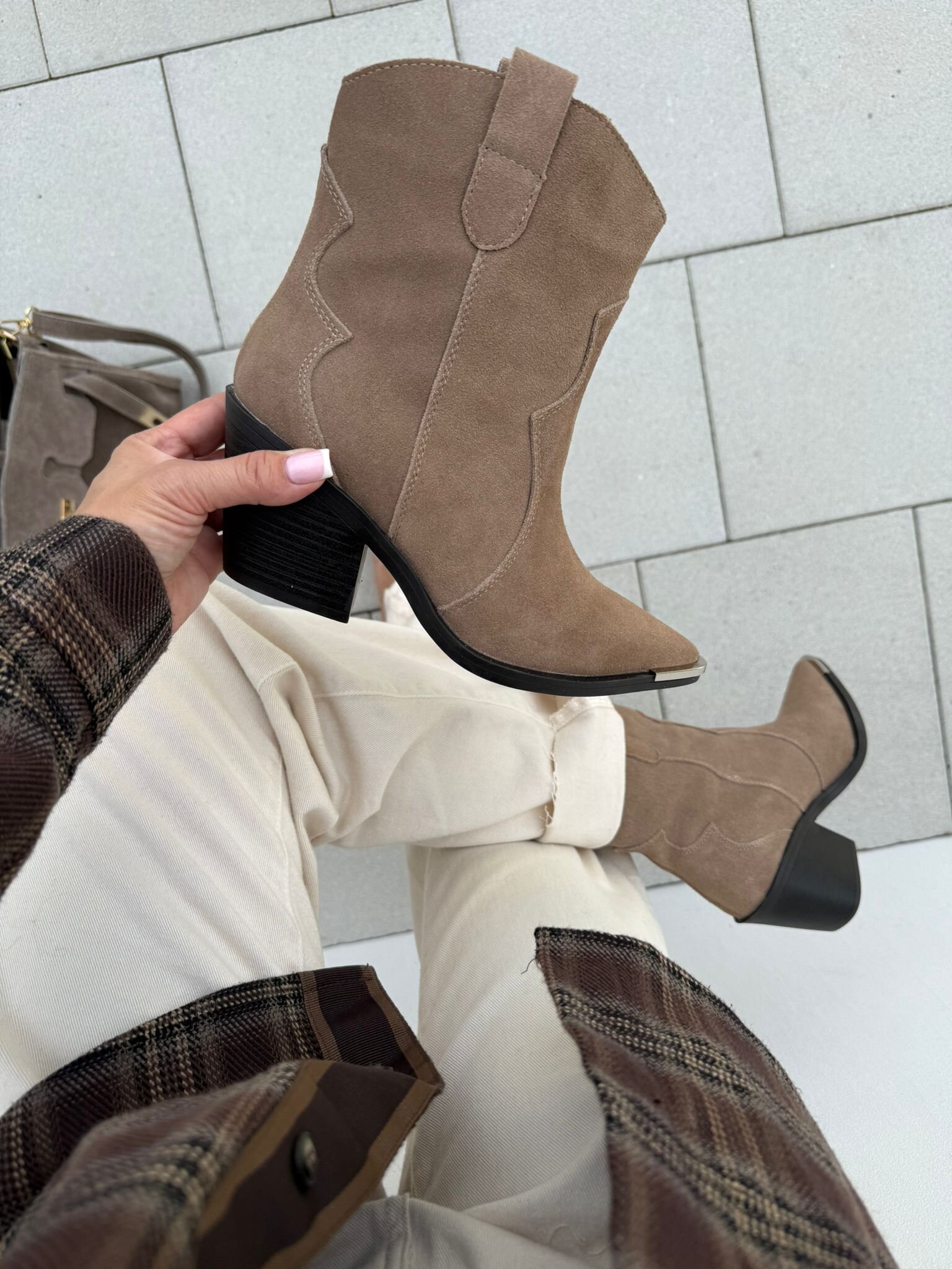 Botki Lorenzo skórzane latte