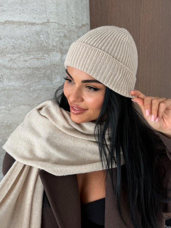 Shawl Cashmere with wool and cashmere light beige