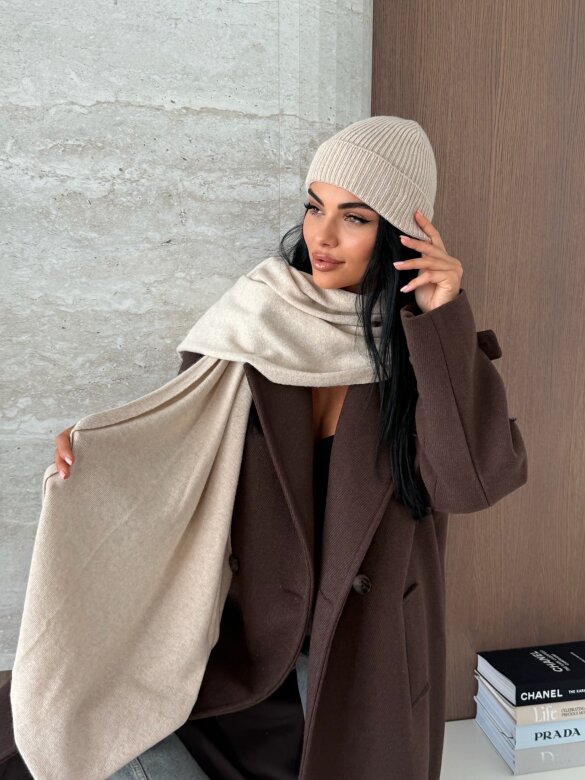 Shawl Cashmere with wool and cashmere light beige