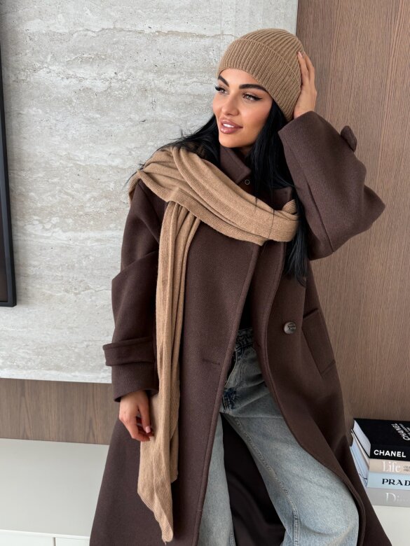 Shawl Cashmere with wool and cashmere caramel