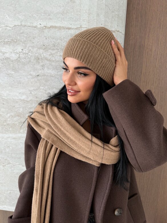Shawl Cashmere with wool and cashmere caramel