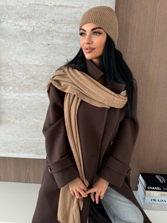 Shawl Cashmere with wool and cashmere caramel