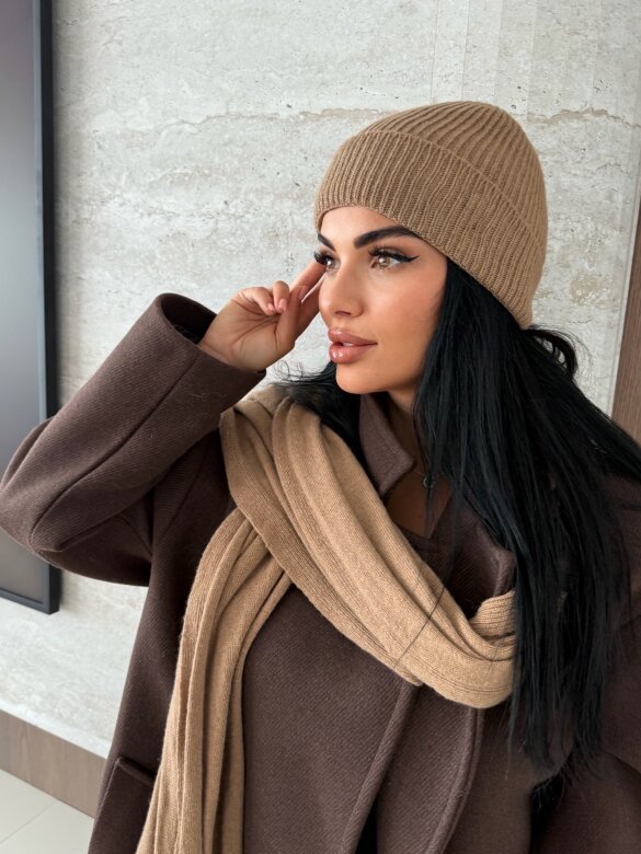 Shawl Cashmere with wool and cashmere caramel