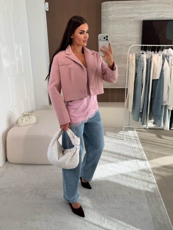 Marynarka Ressa short pudrowa 