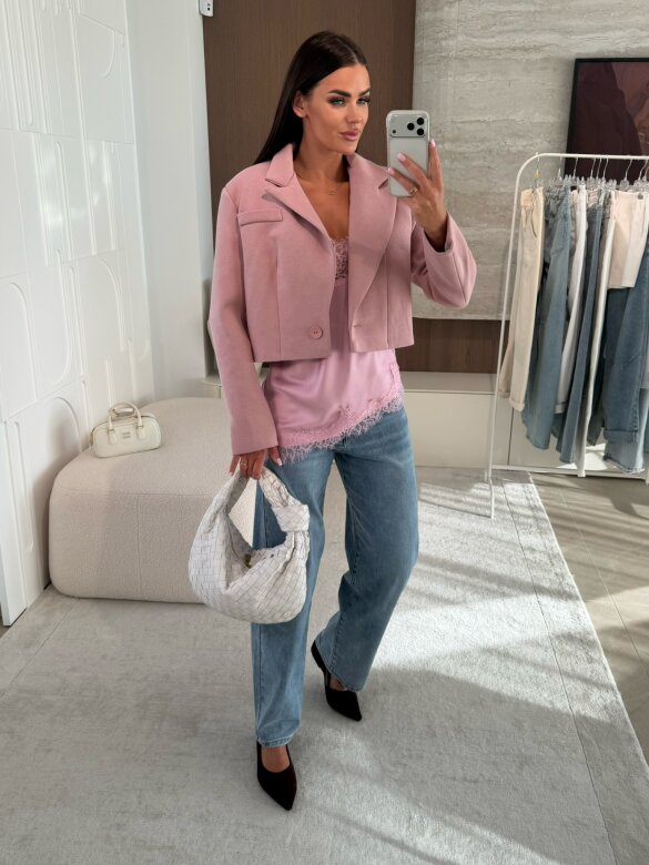 Marynarka Ressa short pudrowa 