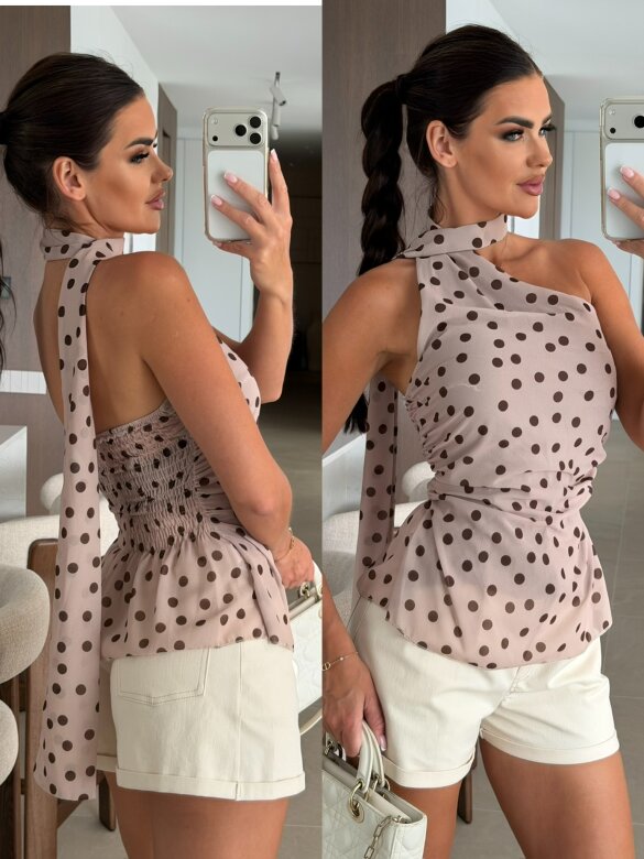 Blouse Velmere beige-chocolate