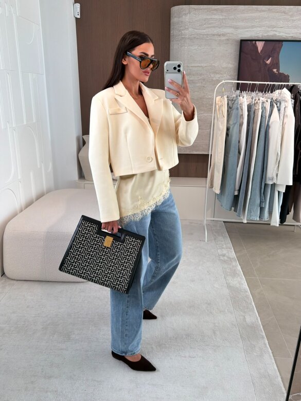 Marynarka Ressa short waniliowa 