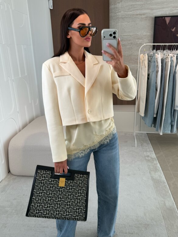 Marynarka Ressa short waniliowa 