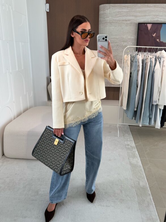 Marynarka Ressa short waniliowa 