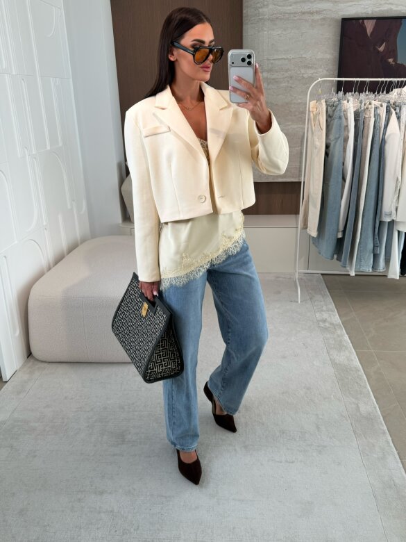 Marynarka Ressa short waniliowa 