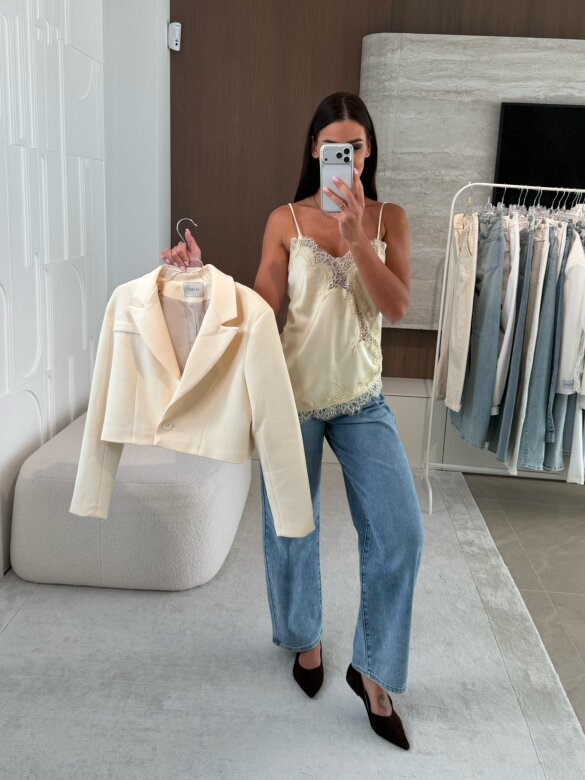 Marynarka Ressa short waniliowa 