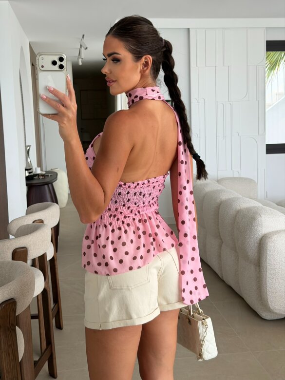 Blouse Velmere pink-chocolate