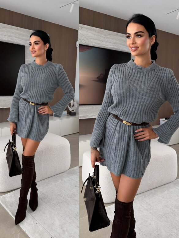 Sukienka Orisse sweterkowa szara 