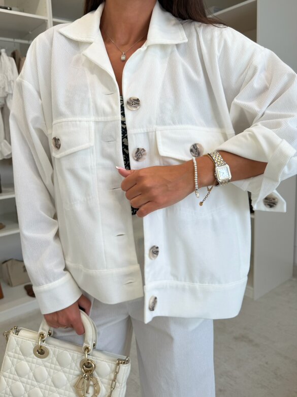 Kurtka Lucare sztruksowa biała