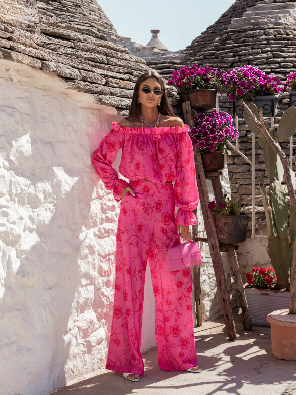 Set 2in1 Florence linen and viscose pink-red