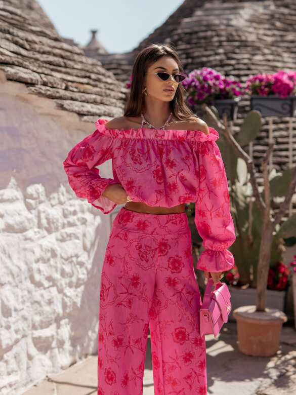 Set 2in1 Florence linen and viscose pink-red