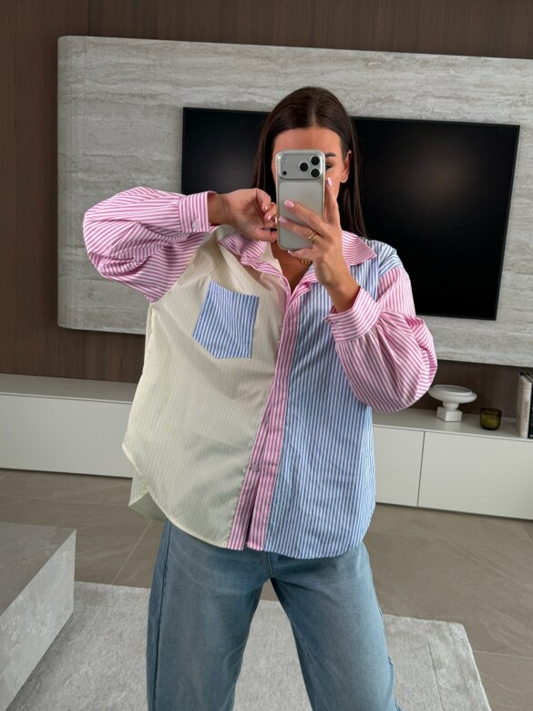 Koszula Rivano żółto-niebiesko-różowa