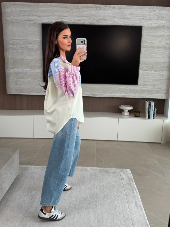 Koszula Rivano żółto-niebiesko-różowa