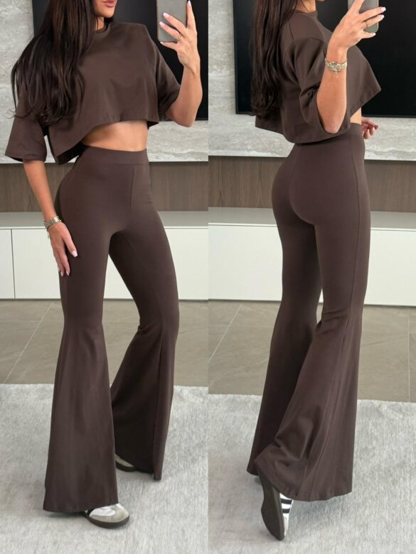 Legginsy Comfort Zone II dzwony czekoladowe 